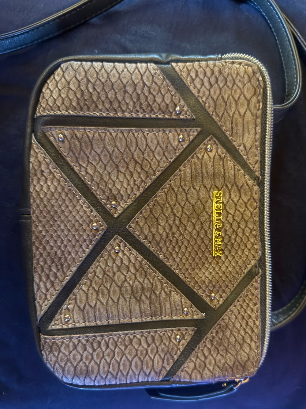 Stella & Max Snakeskin-textured Crossbody Bag